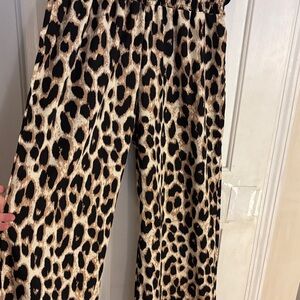 Wide leg Leopard Print pants